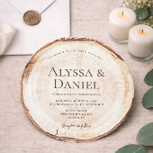 Rustic Woodland Round Wood Slice forest wedding Kaart