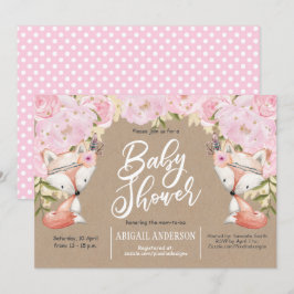 Rustic, Woodland, Roze Floral, babymeisje Kaart