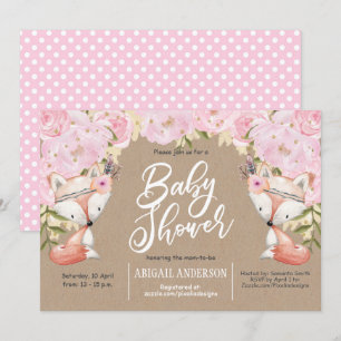 Rustic, Woodland, Roze Floral, babymeisje Kaart