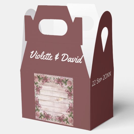 Rustic Woodland Rozen Floral country Wedding Bedankdoosjes (Geopend)