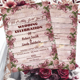 Rustic Woodland Rozen Floral country Wedding Kaart