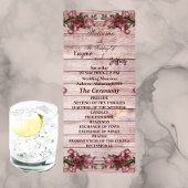 Rustic Woodland Rozen Floral country Wedding Programmakaart