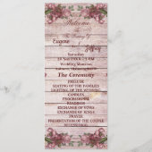 Rustic Woodland Rozen Floral country Wedding Programmakaart (Voorkant)