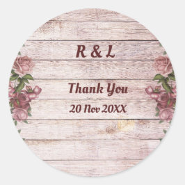 Rustic Woodland Rozen Floral country Wedding Ronde Sticker