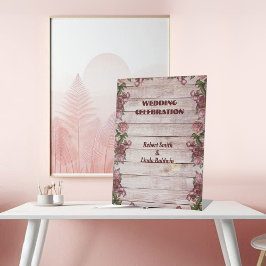 Rustic Woodland Rozen Floral country Wedparty Reclamebord Met Voetstuk