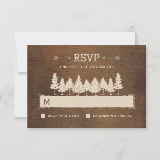 Rustic Woodland RSVP/Wedding Response Cards RSVP Kaartje (Voorkant)