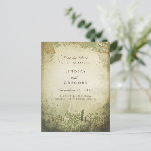 Rustic Woodland Save the Date Briefkaarten (Staand voorkant)