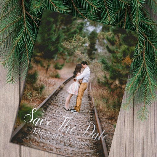 Rustic Woodland Save the Date Card Folie Uitnodiging