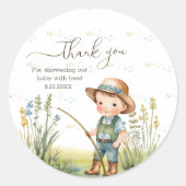 Rustic Woodland Schattige Gevist Baby shower Dank  Ronde Sticker (Voorkant)