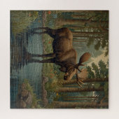 Rustic Woodland Serenity elandenkunst Legpuzzel (Horizontaal)