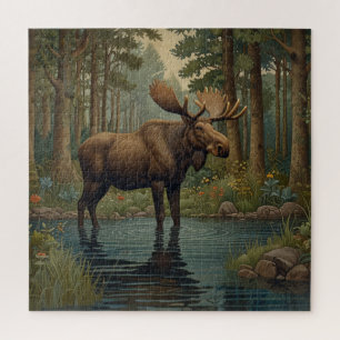 Rustic Woodland Serenity elandenkunst Legpuzzel