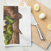 Rustic Woodland Sleeping Beer Waterverf Theedoek (Quarter Fold)