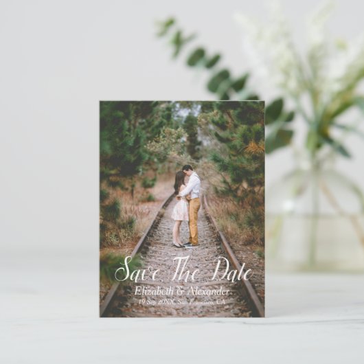 Rustic Woodland sparen de datum Aankondigingskaart (Staand voorkant)