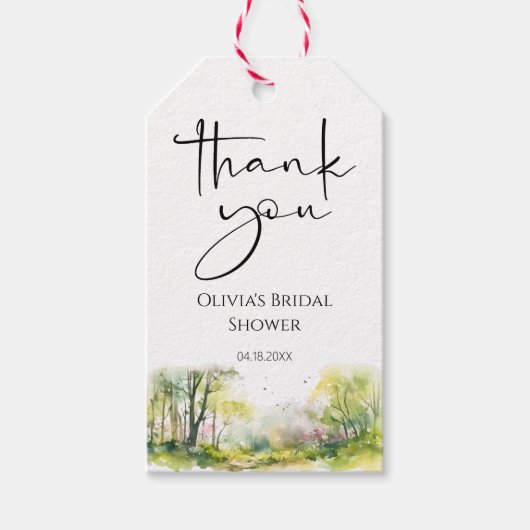 Rustic Woodland Spring Forest Dank u Cadeaulabel (Voorkant)
