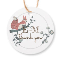 Rustic Woodland Squirrel Kraft Monogram Dank je