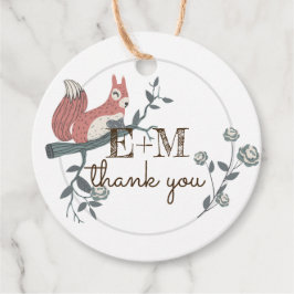 Rustic Woodland Squirrel Kraft Monogram Dank je Bedankjes Labels