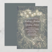 Rustic Woodland String Lights Engagement Party Kaart (Voorkant / Achterkant)