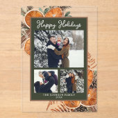 Rustic Woodland Three Foto Kerstvakantie Acryl Uitnodigingen (Voorkant)