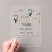 Rustic Woodland Tortelduifjes Celebration Acryl Uitnodigingen (Insitu (Draagbaar))