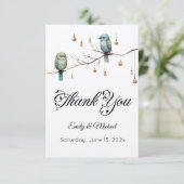 Rustic Woodland Tortelduifjes Celebration Bedankkaart (Staand voorkant)