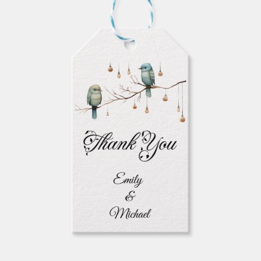 Rustic Woodland Tortelduifjes Celebration Cadeaulabel (Voorkant)