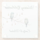 Rustic Woodland Tortelduifjes Celebration Glazen Onderzetter (Achterkant)