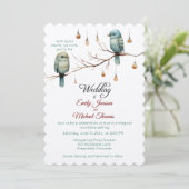 Rustic Woodland Tortelduifjes Celebration Kaart (Staand voorkant)