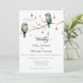 Rustic Woodland Tortelduifjes Celebration Kaart (Staand voorkant)