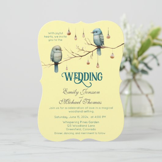 Rustic Woodland Tortelduifjes Celebration Kaart (Staand voorkant)