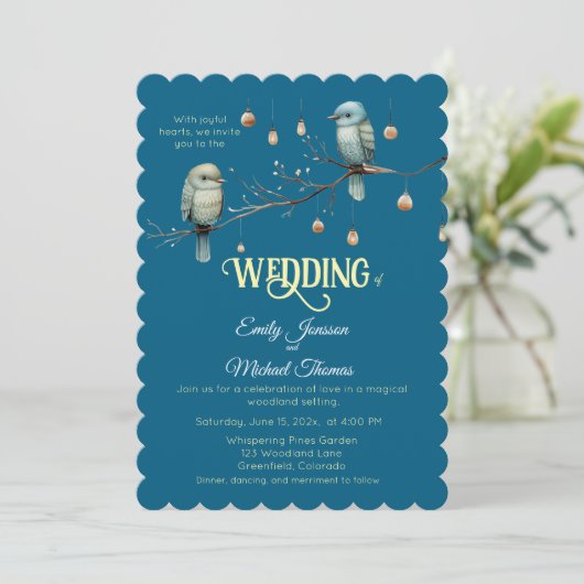 Rustic Woodland Tortelduifjes Celebration Kaart (Staand voorkant)