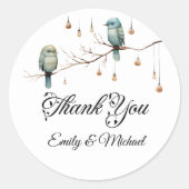 Rustic Woodland Tortelduifjes Celebration Ronde Sticker (Voorkant)