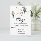 Rustic Woodland Tortelduifjes Celebration RSVP Kaartje (Staand voorkant)