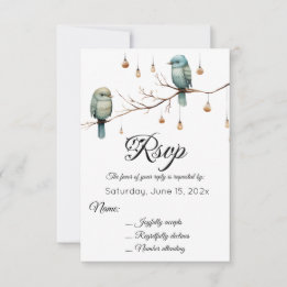 Rustic Woodland Tortelduifjes Celebration RSVP Kaartje