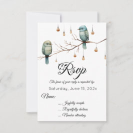 Rustic Woodland Tortelduifjes Celebration RSVP Kaartje