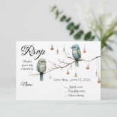 Rustic Woodland Tortelduifjes Celebration RSVP Kaartje (Staand voorkant)