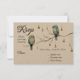 Rustic Woodland Tortelduifjes Celebration RSVP Kaartje