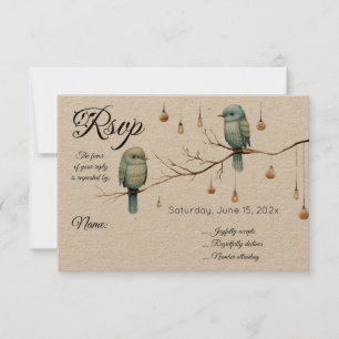 Rustic Woodland Tortelduifjes Celebration RSVP Kaartje