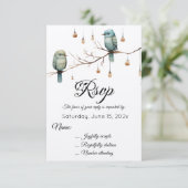 Rustic Woodland Tortelduifjes Celebration RSVP Kaartje (Staand voorkant)