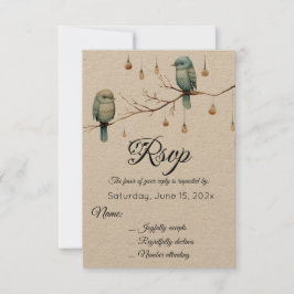 Rustic Woodland Tortelduifjes Celebration RSVP Kaartje