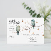 Rustic Woodland Tortelduifjes Celebration RSVP Kaartje (Staand voorkant)