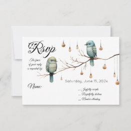 Rustic Woodland Tortelduifjes Celebration RSVP Kaartje