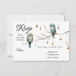 Rustic Woodland Tortelduifjes Celebration RSVP Kaartje