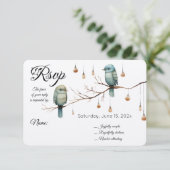 Rustic Woodland Tortelduifjes Celebration RSVP Kaartje (Staand voorkant)