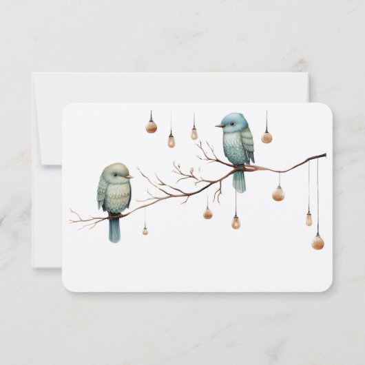 Rustic Woodland Tortelduifjes Celebration RSVP Kaartje (Achterkant)