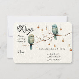 Rustic Woodland Tortelduifjes Celebration RSVP Kaartje