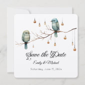 Rustic Woodland Tortelduifjes Celebration Save The Date (Voorkant)