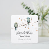 Rustic Woodland Tortelduifjes Celebration Save The Date (Staand voorkant)