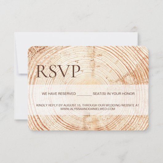 Rustic Woodland tree bark RSVP reserved Seating Kaartje (Voorkant)