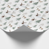 Rustic Woodland Tree Deer Gift Wrapping Paper Cadeaupapier (Hoek)