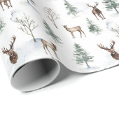 Rustic Woodland Tree Deer Gift Wrapping Paper Cadeaupapier (Rol Hoek)